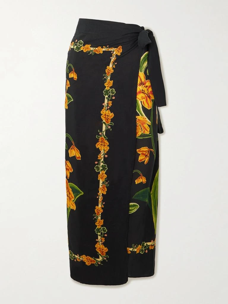 Agua by Agua Bendita Lavanda Cordillera Floral-print Cotton And Silk-blend Voile Pareo