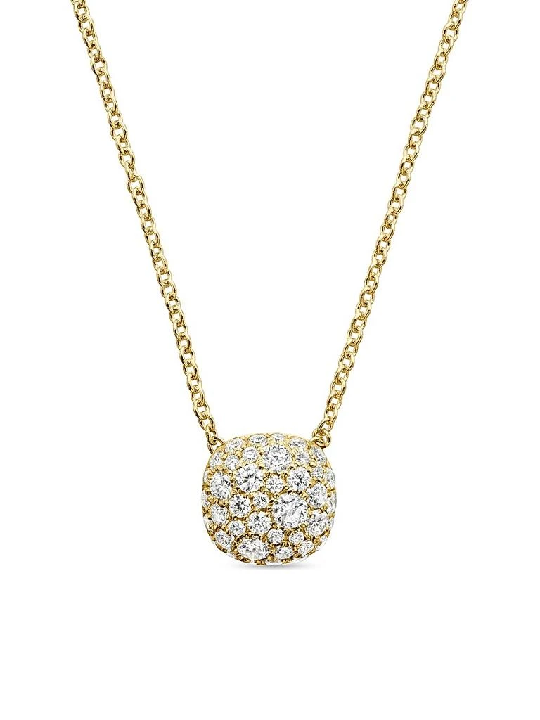 David Yurman Cushion Pendant Necklace in 18K Yellow Gold with Diamonds, 8MM 1