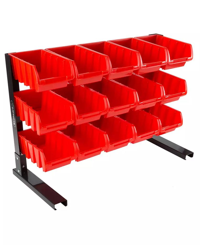 Trademark Global 15 Bin Storage Rack organizer - Durable Carbon Steel with Stackable Plastic Drawers by Stalwart