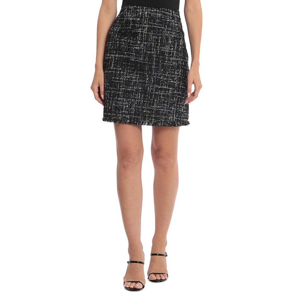 Bagatelle Womens Tweed Metallic Mini Skirt