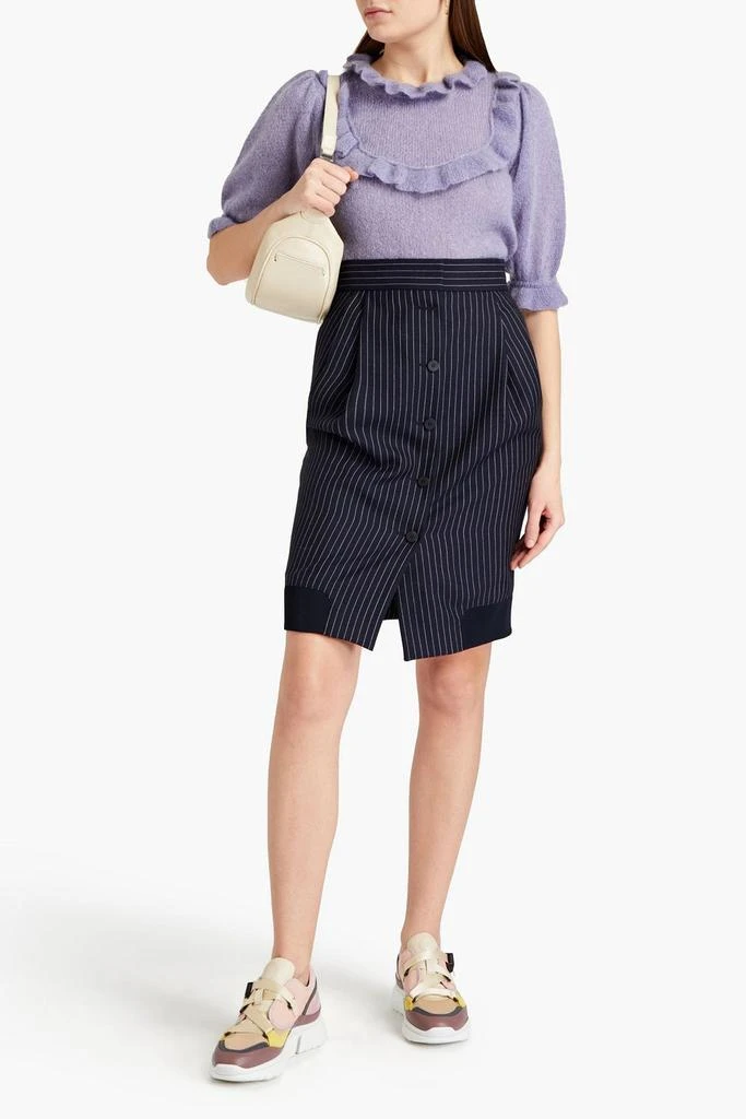 Chloé Pleated pinstriped wool skirt 2