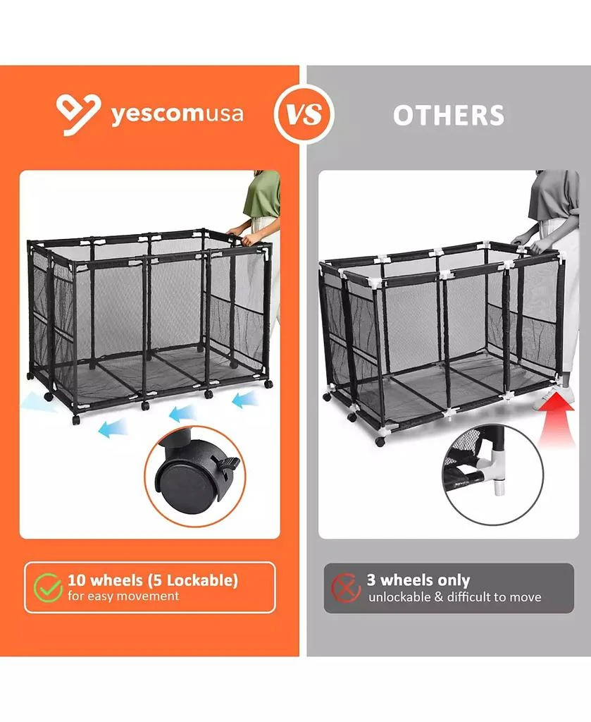 Yescom 2 Pack Mesh Pool Toy Storage Bin Rolling Cart with Wheels Noodle Holder 6