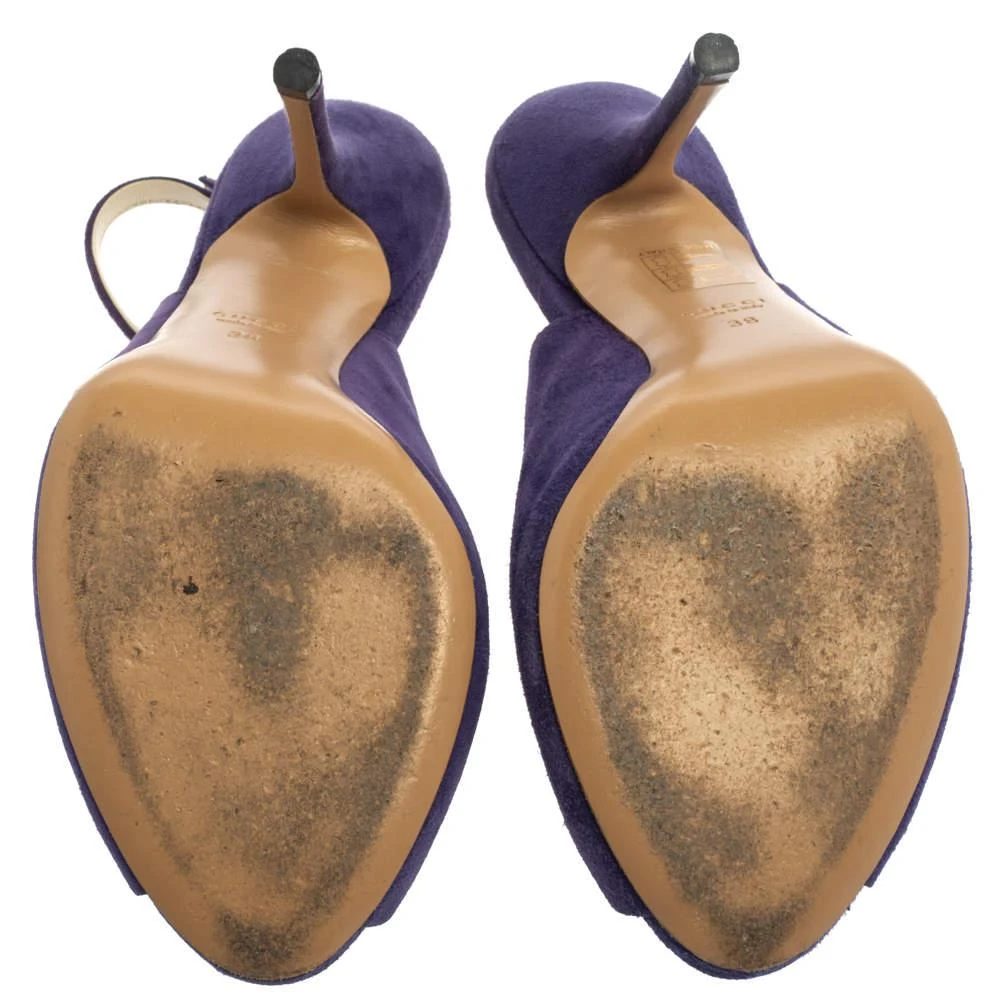 Gucci Gucci Purple Suede Peep Toe Slingback Sandals Size 38 6