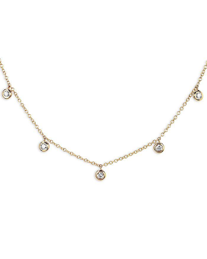 EF Collection 14K Yellow Gold Diamond Bezel Choker Necklace, 15.5"