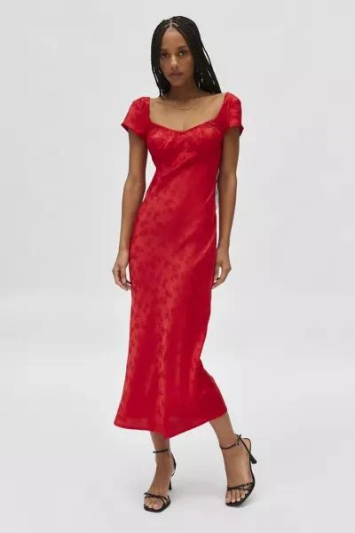 Kiss The Sky Kiss The Sky Bella Rossa Flora Jacquard Satin Midi Dress 1