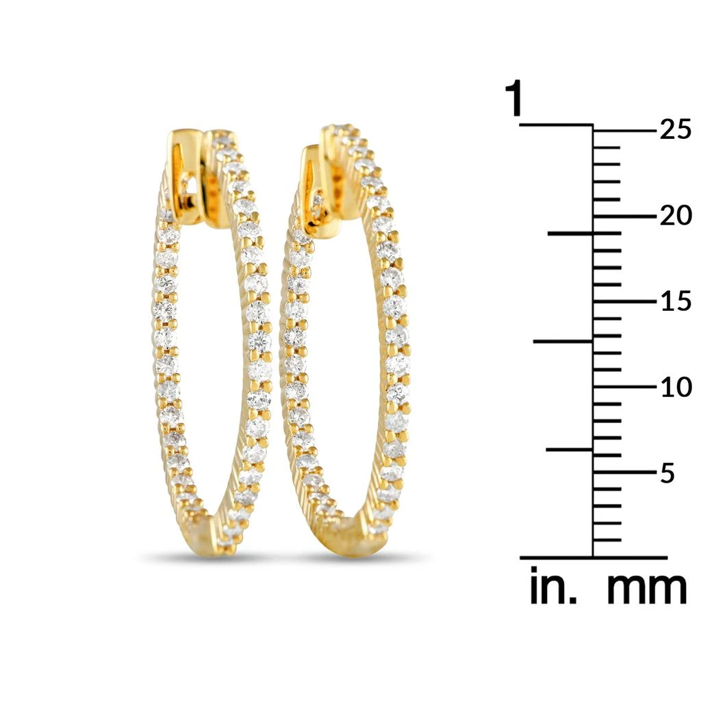 Non Branded 14K Yellow Gold 1.0ct Diamond Inside-Out Hoop Earrings 3