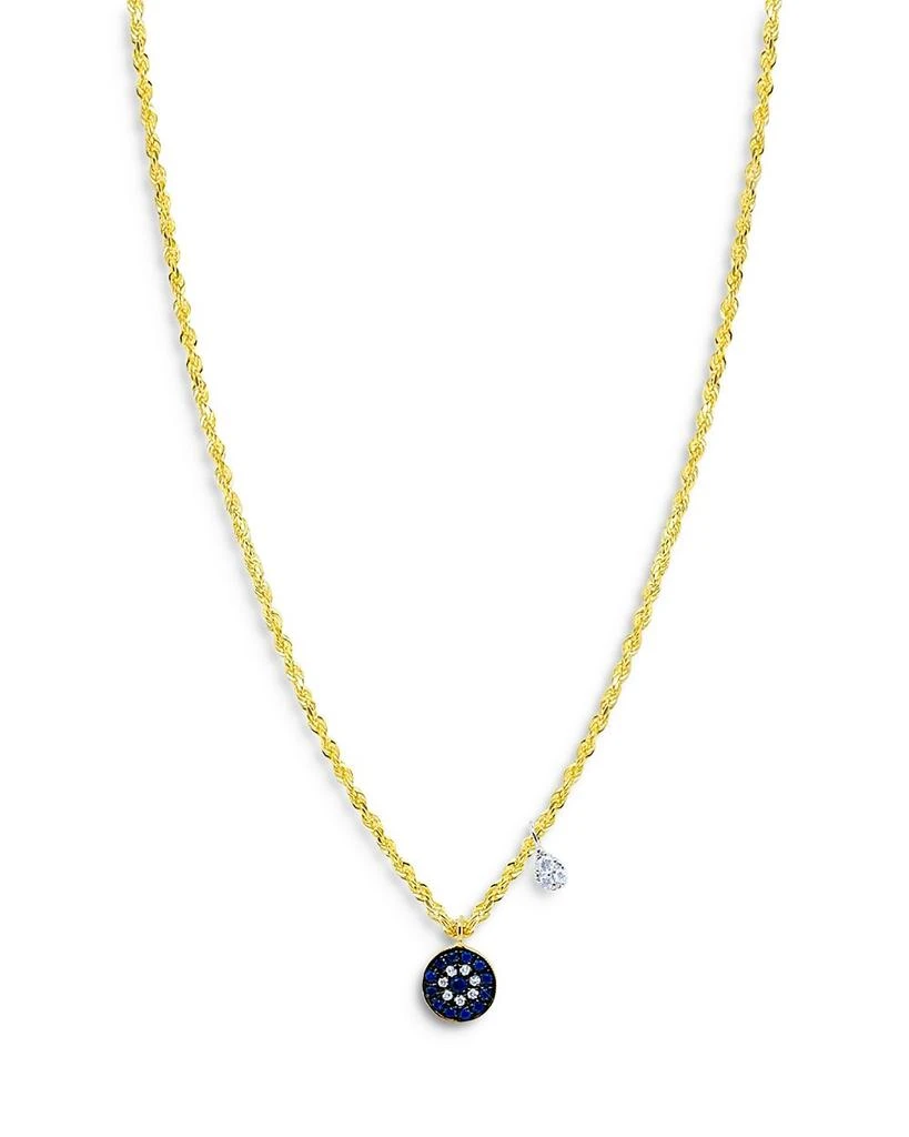 Meira T 14K White & Yellow Gold Blue Sapphire & Diamond Dangle Pendant Necklace, 18" 1