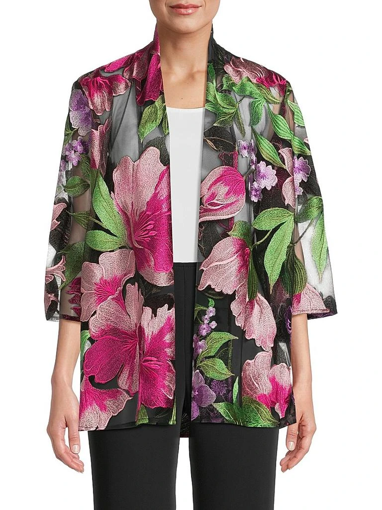 Caroline Rose Abundant Blooms Embroidered Swing Cardigan 3