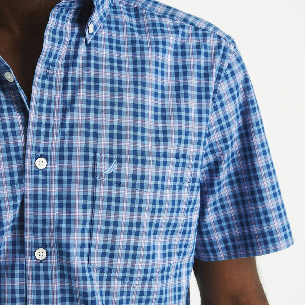 Nautica Mens Wrinkle-Resistant Plaid Wear To Work Short-Sleeve Shirt 3