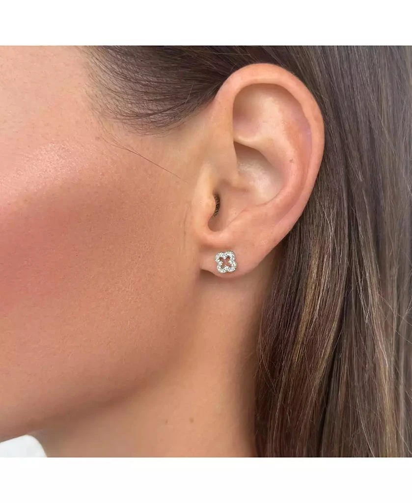 Adornia Fine .925 Sterling Silver Mini Clover CZ Outline Studs 3