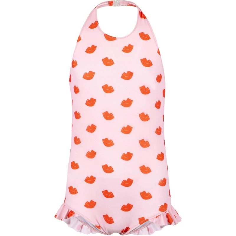 Bonton Lips all over one piece swimsuit in pink 1