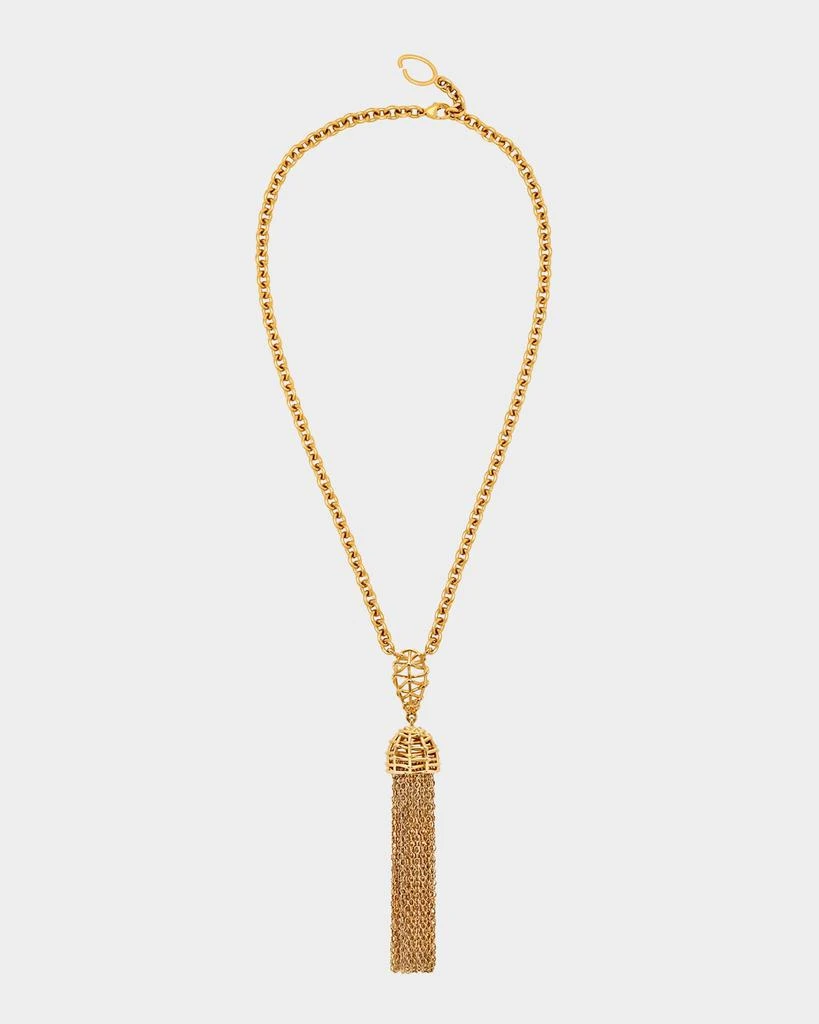 Oscar de la Renta Rattan Chandelier Pendant Necklace