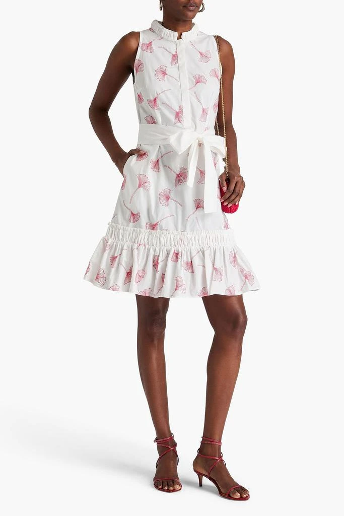 LORETTA CAPONI Franca belted embroidered cotton mini dress 2