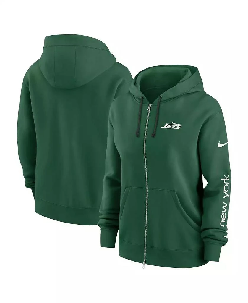 NIKE Women's Green New York Jets Phoenix Hoodie Full-Zip Sweatshirt 1