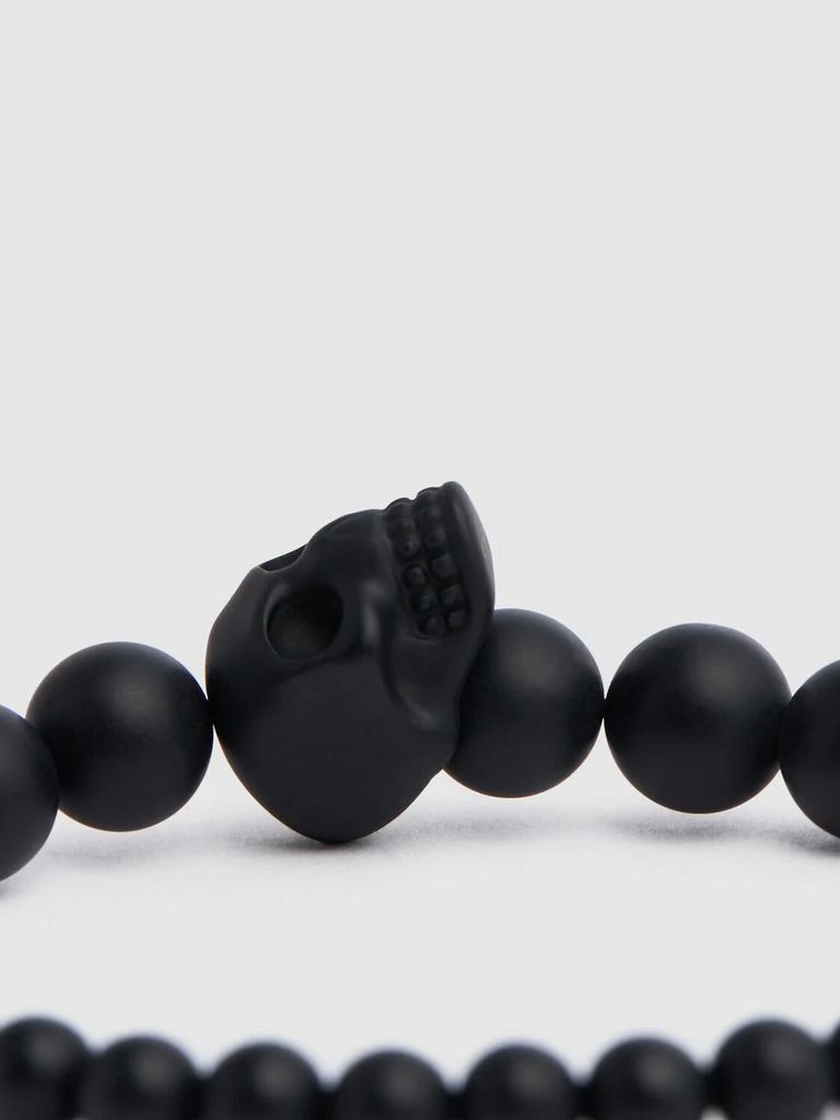 Alexander McQueen Skull Onyx Beaded Bracelet 2