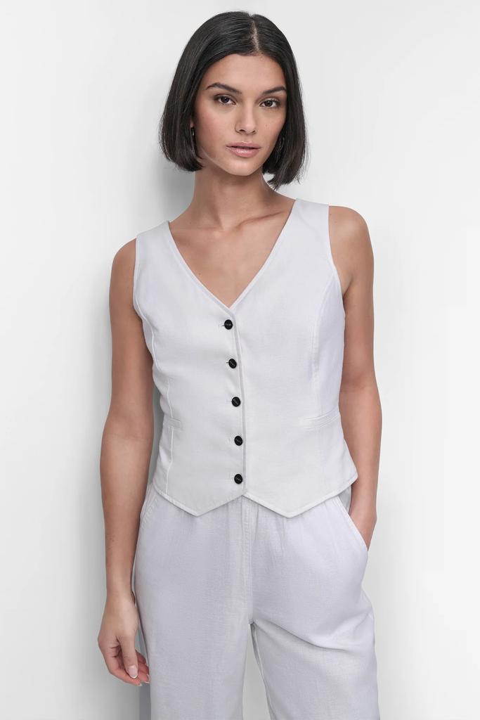 DKNY SLEEVELESS LINEN VISCOSE VEST