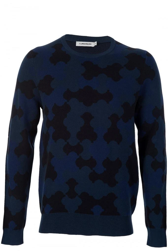 J. Lindeberg Kane Camo Knit Cable Jumper Navy 1