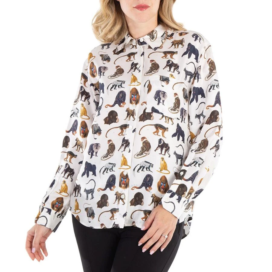 Burberry Ladies Optic White Juliette Animal Print Shirt 1