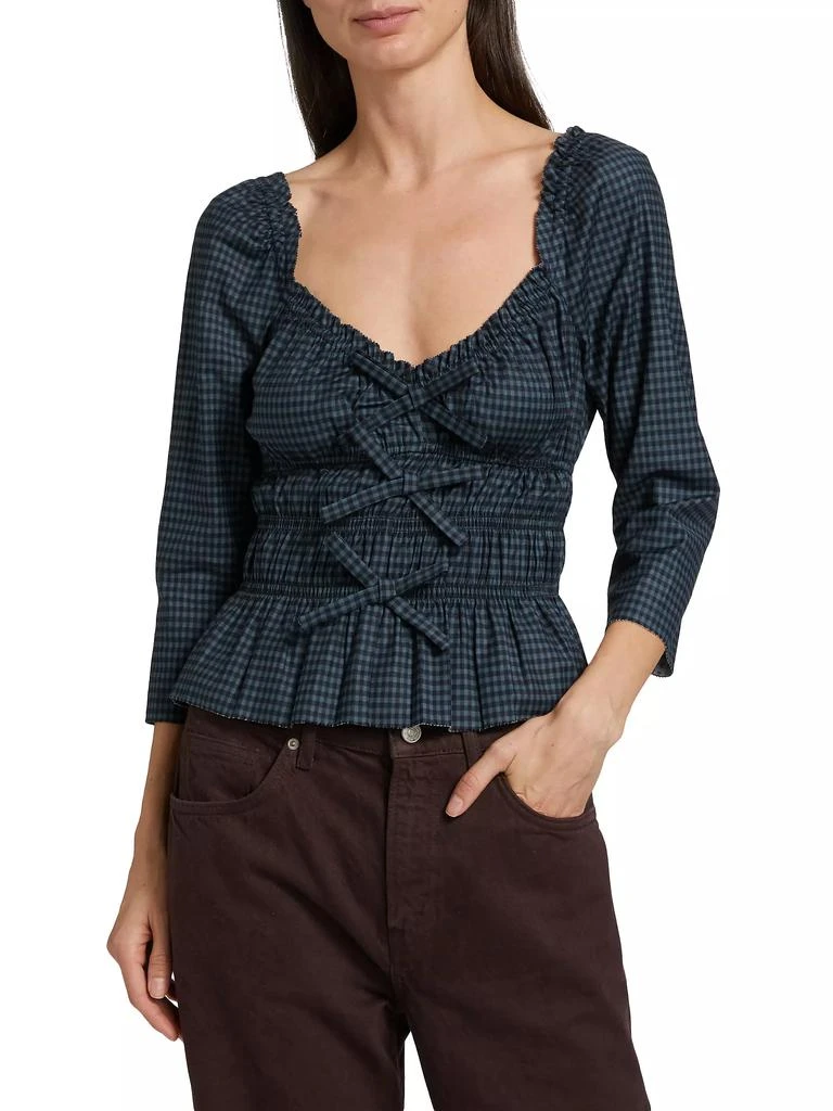 Reformation Lauryn Gingham Peplum Top 3