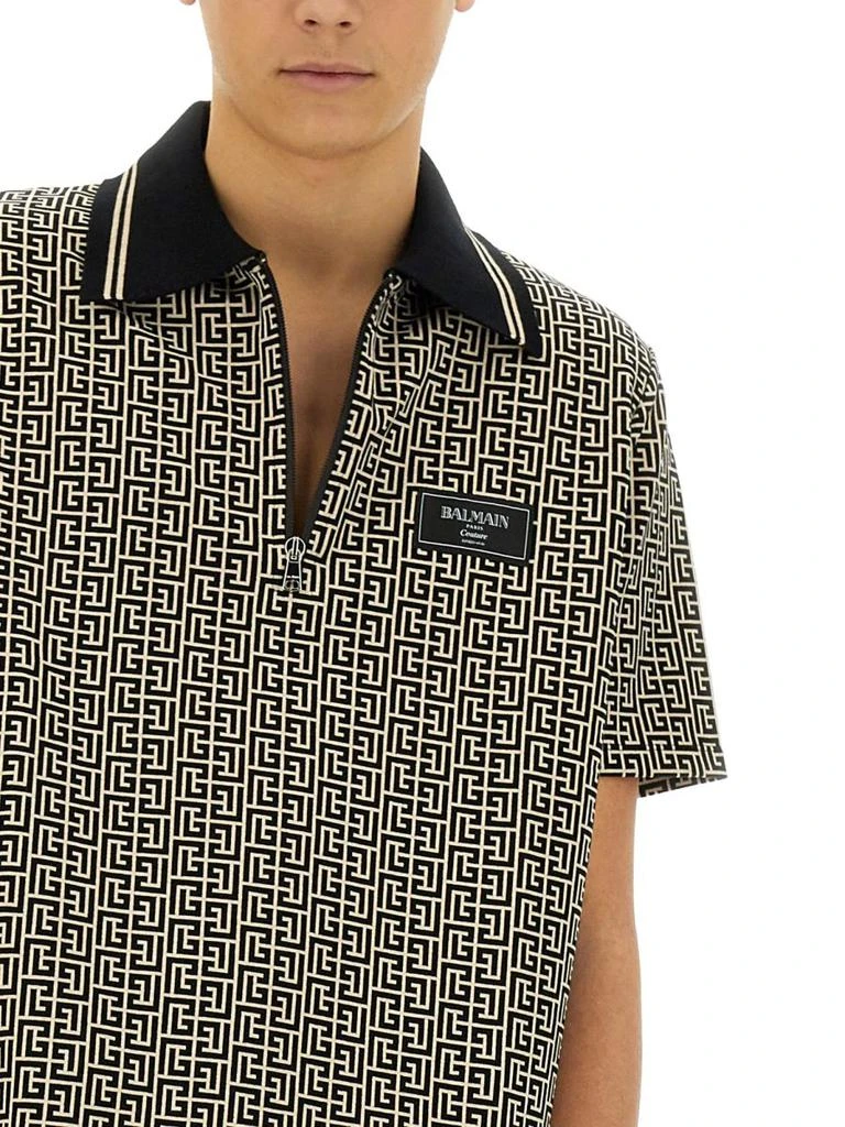 Balmain Balmain Logo Patch Monogrammed Polo Shirt 4