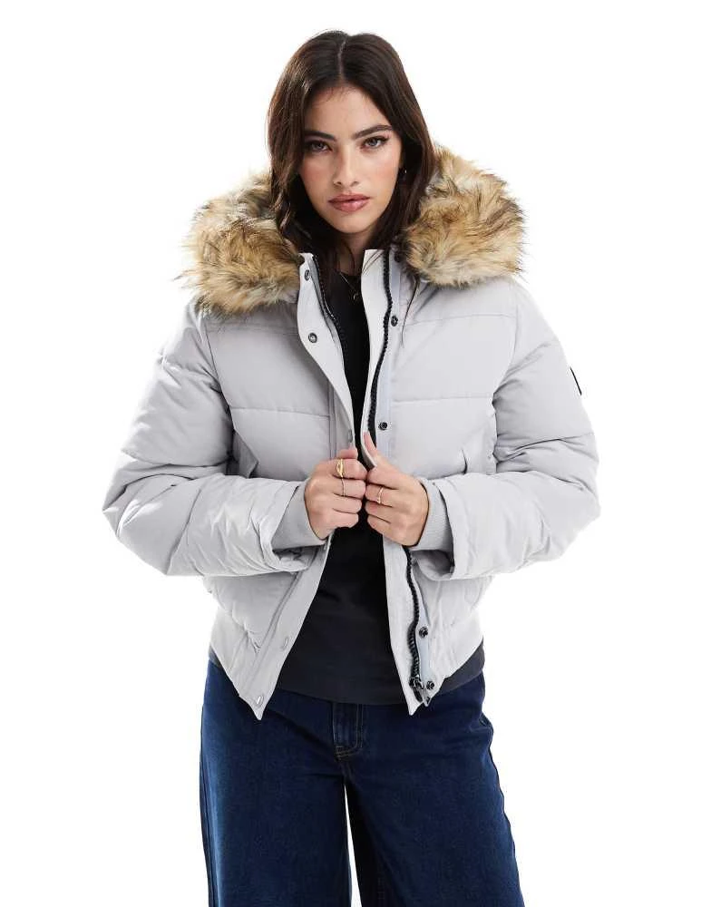 Superdry Superdry City padded bomber jacket in off grey 1