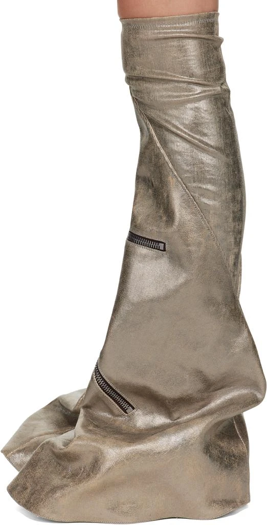 Rick Owens Silver Concordians Cargo Fetish Tall Boots 3