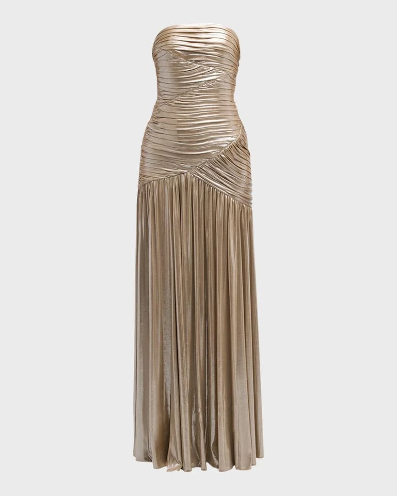retrofête Josie Strapless Lamé Slit Gown 1