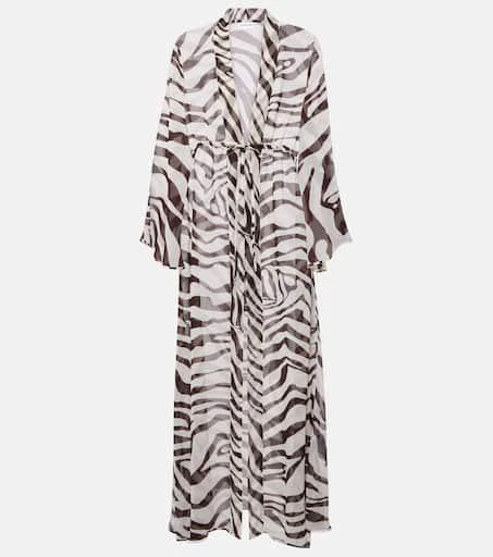 Alexandra Miro Betty zebra-print chiffon kaftan 1