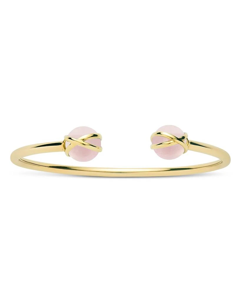 L. Klein 18K Yellow Gold Prisma Rose Quartz Bangle Bracelet 1