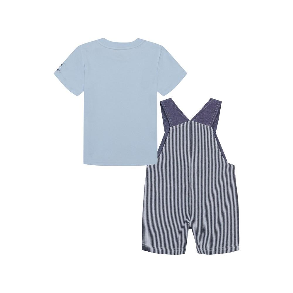 Nautica Baby Boys Short Sleeve T-shirt and Oxford Stripe Shortalls, 2 Piece Set
