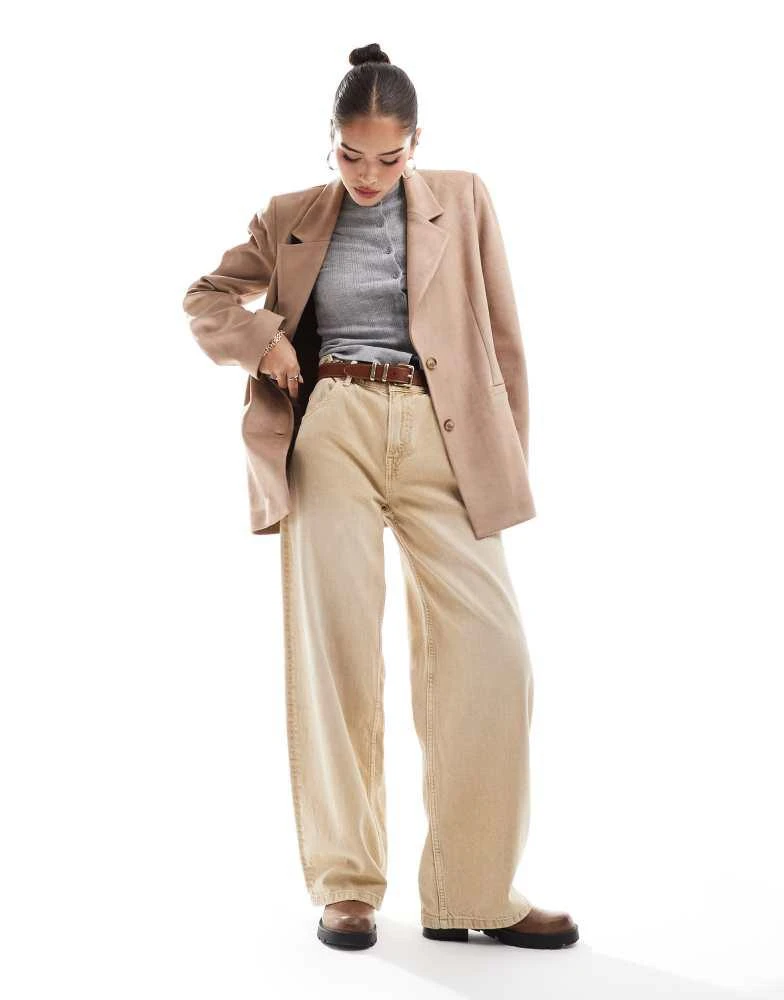 ASOS ASOS DESIGN suedette oversized blazer in tan 4