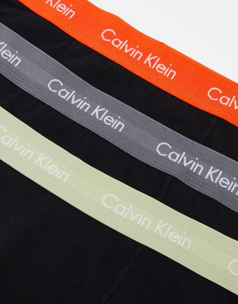 Calvin Klein Calvin Klein cotton stretch trunks 3 pack in black with coloured waistband 3