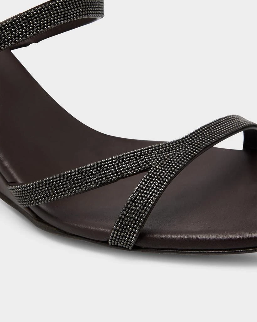 Brunello Cucinelli Leather Two Cross Strap Wedge Sandals 5
