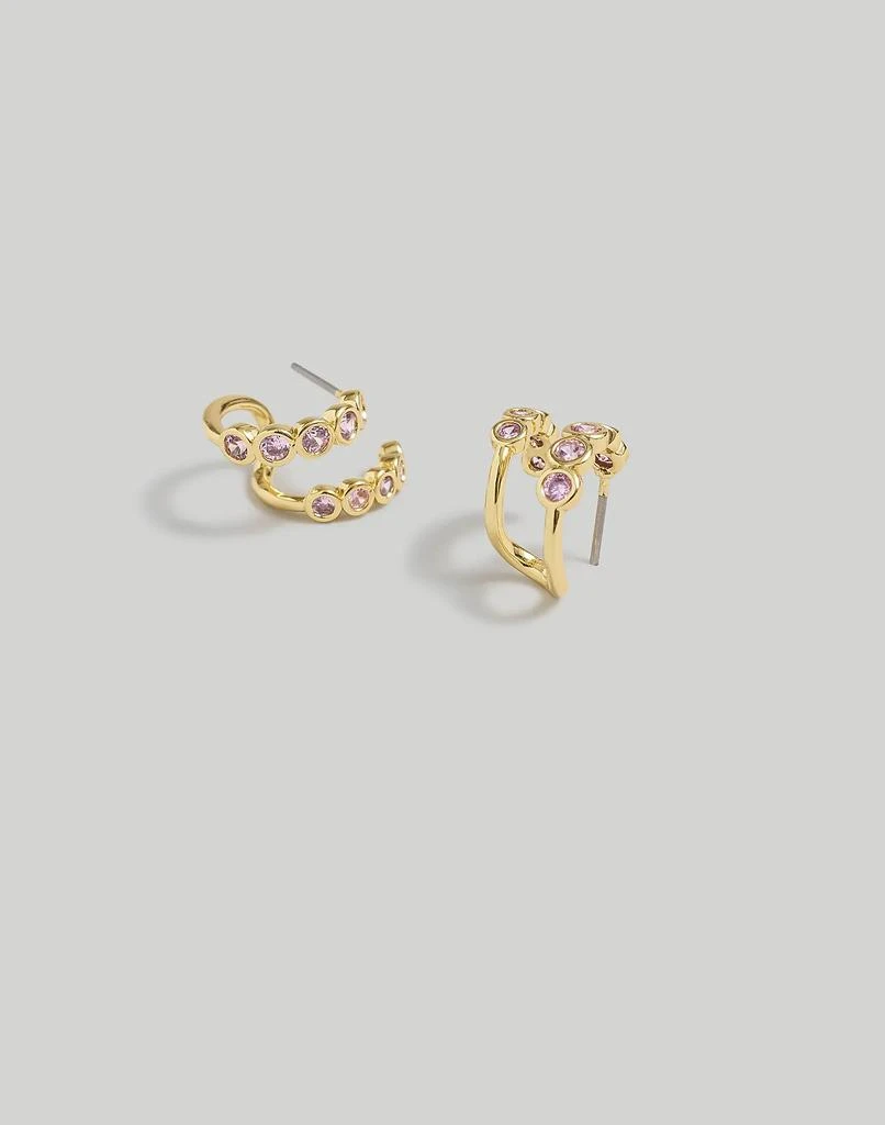 Madewell The Tennis Collection Bezel Set Crystal Double Hoop Earrings 1