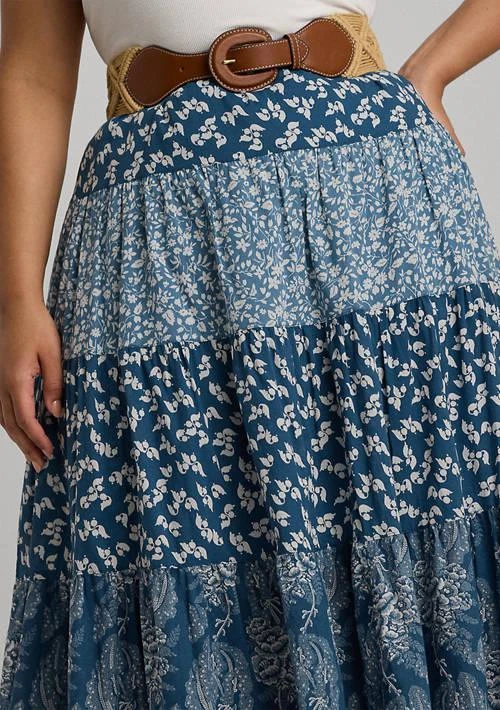Ralph Lauren Ralph Lauren Plus Size Patchwork Floral Voile Tiered Skirt 3