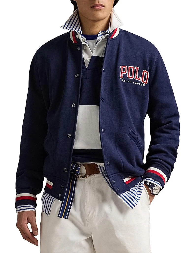 Ralph Lauren Letterman-Logo Fleece Baseball Jacket 3