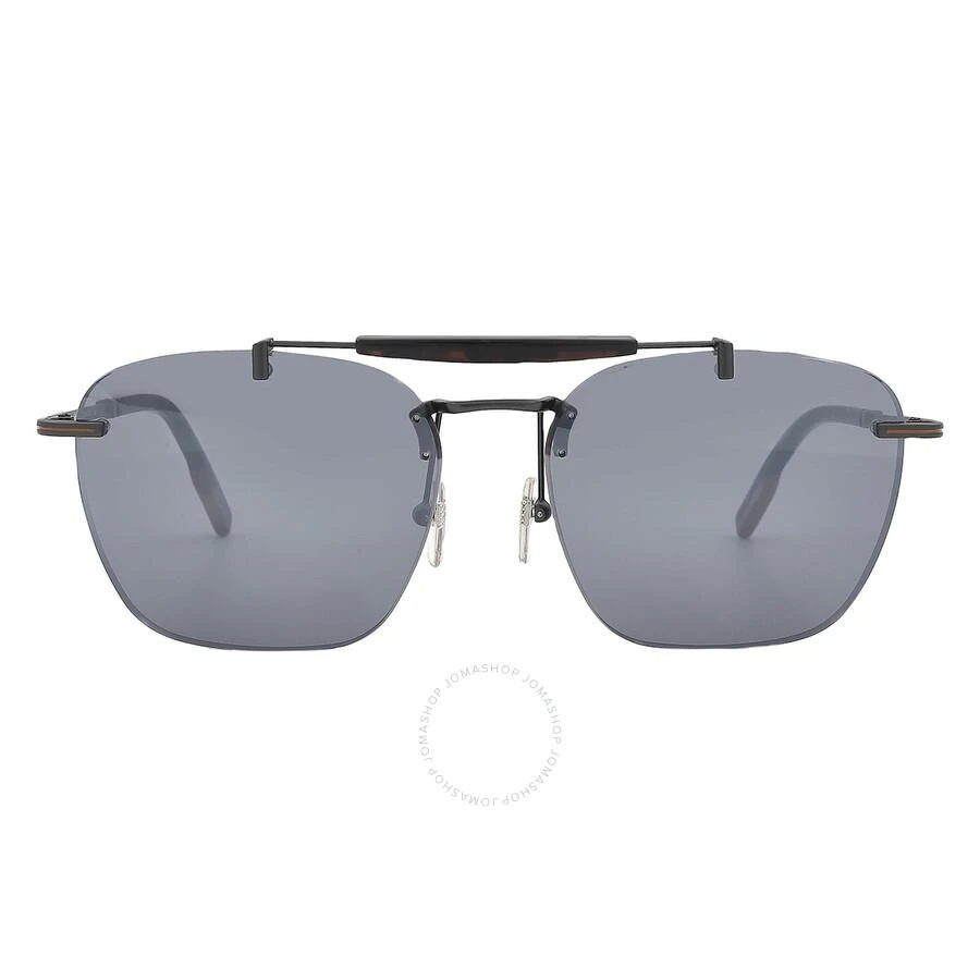 Ermenegildo Zegna Silver Smoke Mirror Navigator Men's Sunglasses EZ0155 09E 59 1