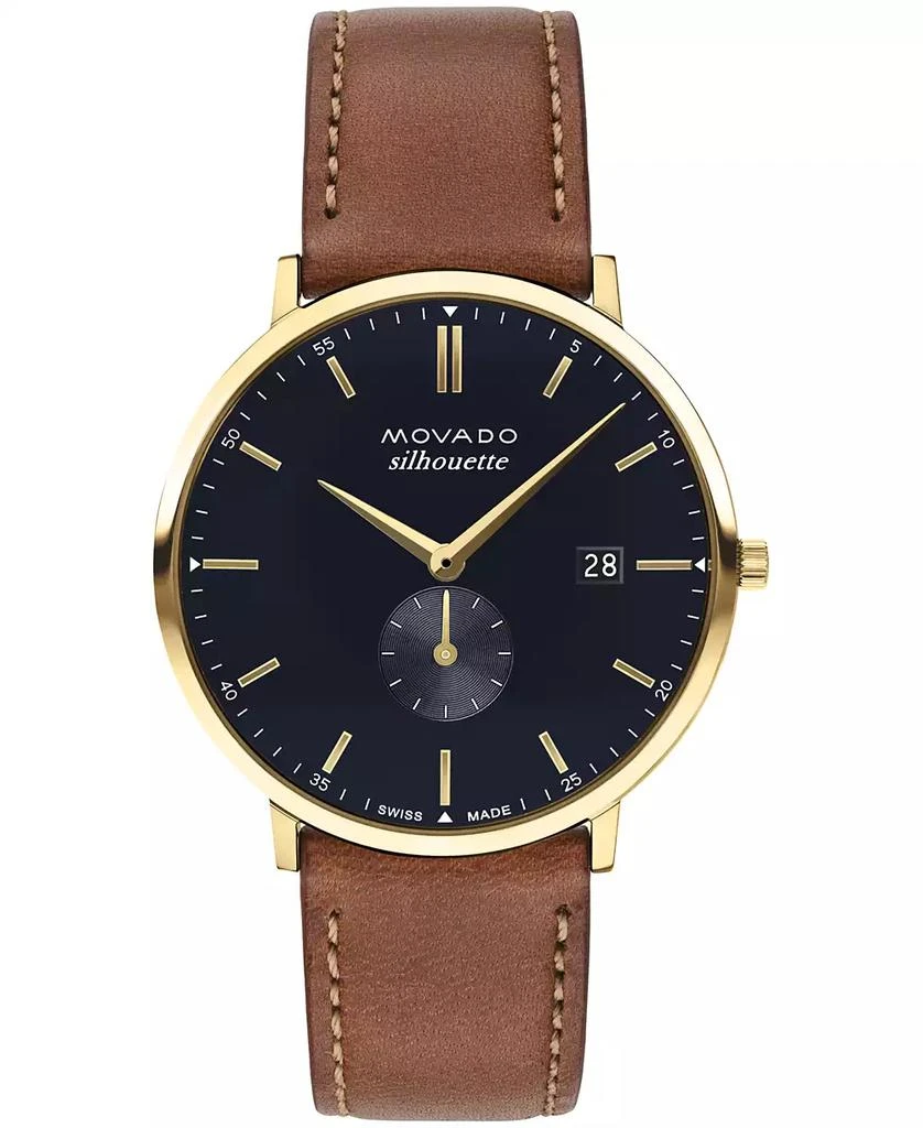 Movado Men's Heritage Tan Genuine Leather Strap Watch 40mm 1