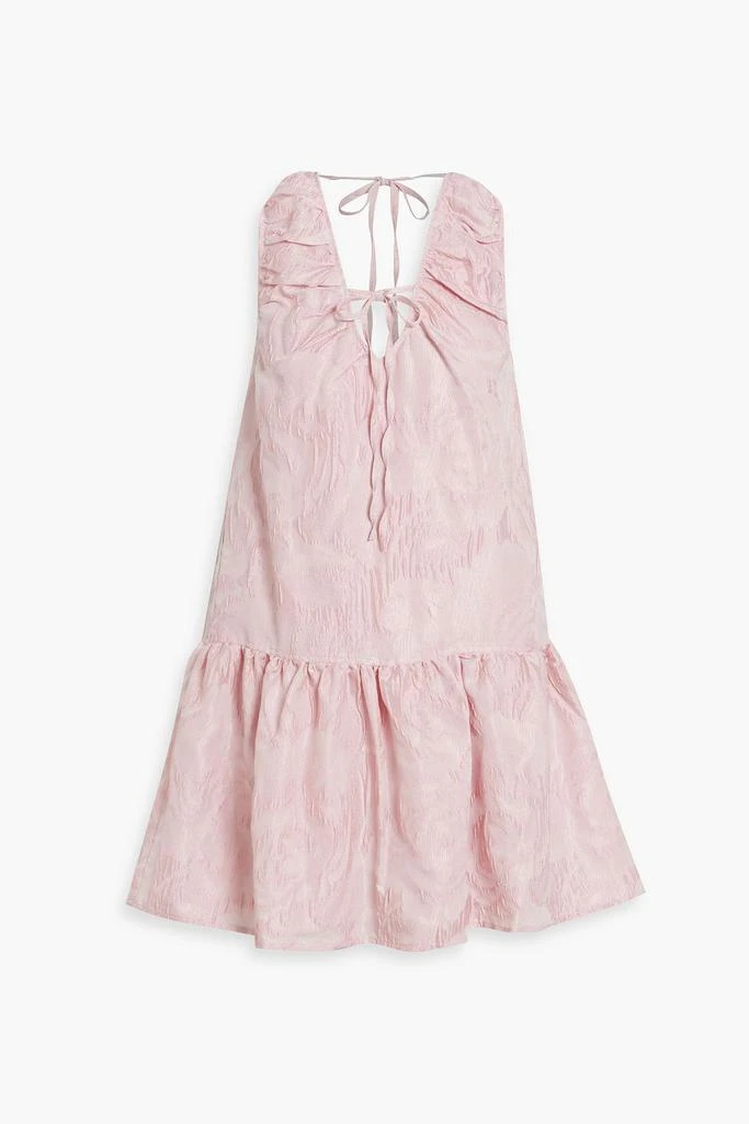 Ganni Gathered cloqué mini dress