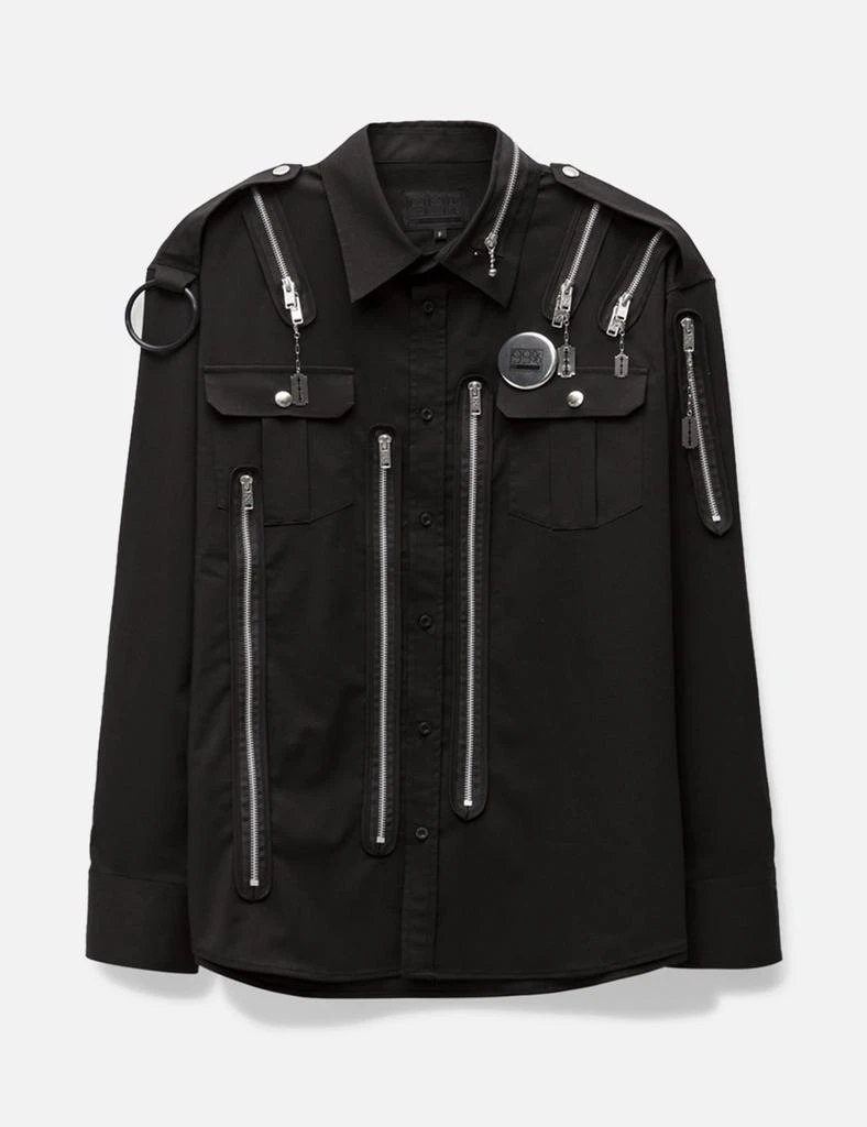 99% IS 80's Hard Core Stretch Cut Out Zipper Shirt 1