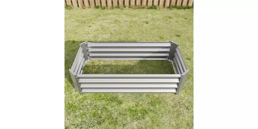 Flynama Metal Raised Garden Bed Rectangle Raised Planter 4ft L x 2ft W x 1ft H for Flowers Vegetables Herb Silver 4