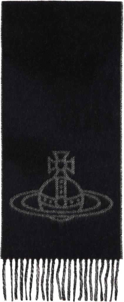 Vivienne Westwood Black & Gray Single Orb Double Scarf