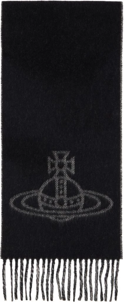 Vivienne Westwood Black & Gray Single Orb Double Scarf 1