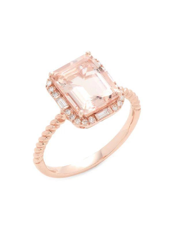 Effy 14K Rose Gold, 0.18 TCW Diamond & Morganite Twist Cocktail Ring 1