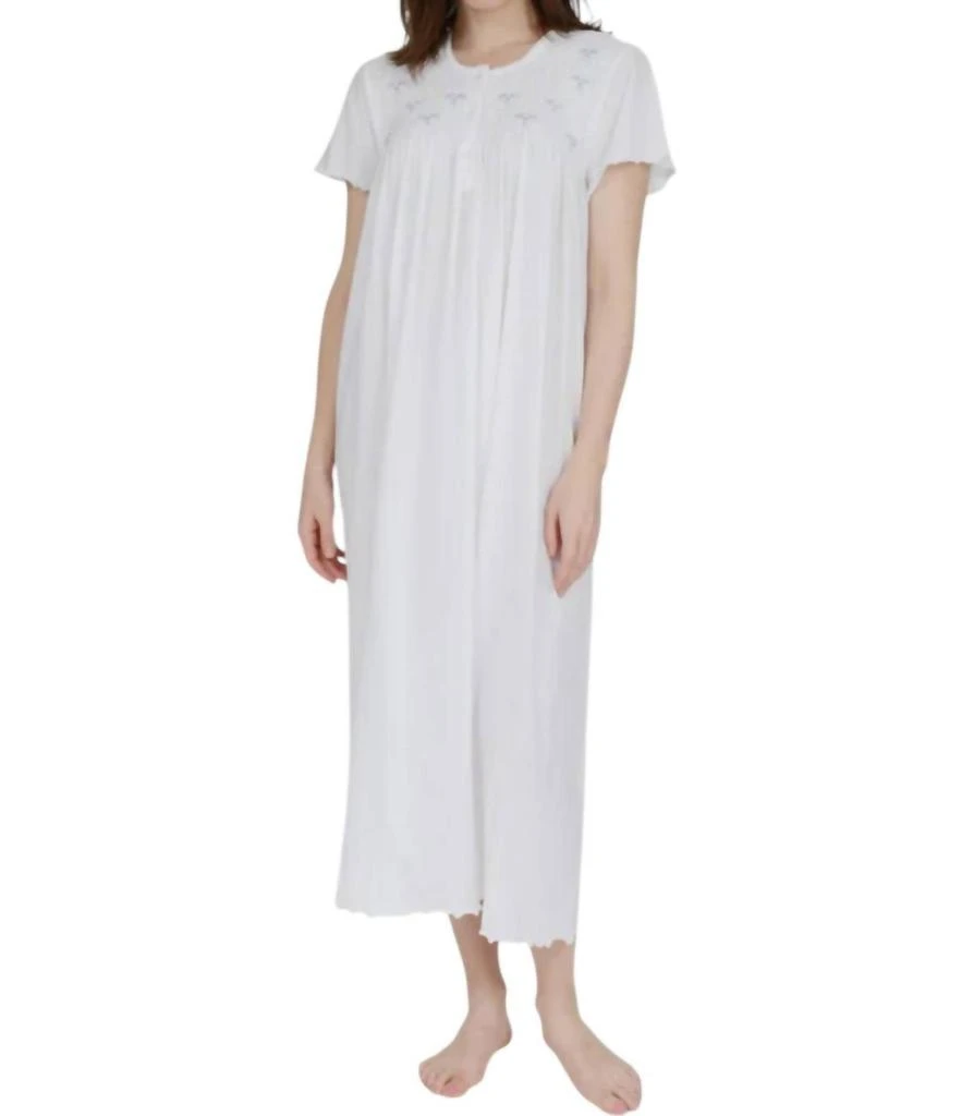 COTN COLLECTION Smocked Flutter Sleeve Gown In White 1