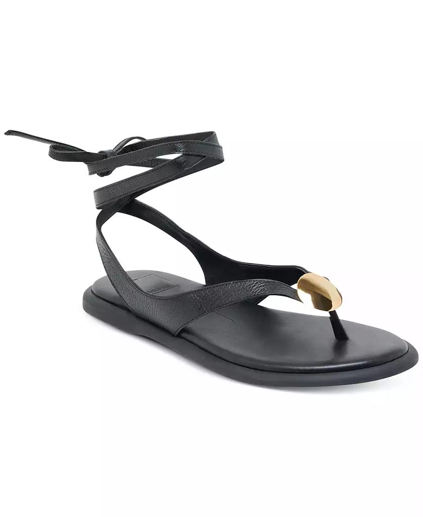 Dolce Vita Women's Judy Lace-Up Ankle Wrap Embellished Flat Sandals
