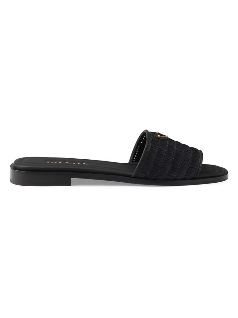 スリッポン PRADA EMBROIDERED FABRIC SLIPPERS Prada Embroidered Fabric Slides | Saks Fifth Avenue
