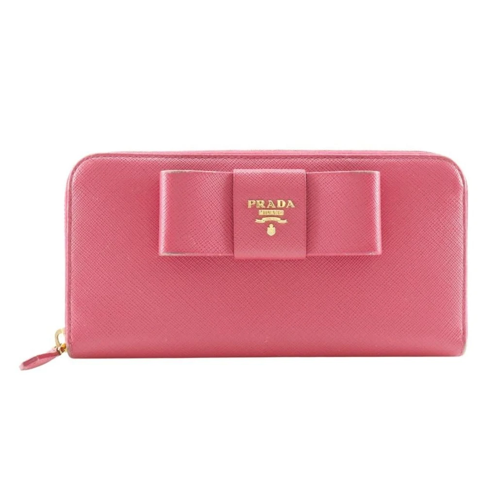Prada Peonia pink Saffiano Triangle Long Wallet (Bi-Fold) (Pre-Owned)
