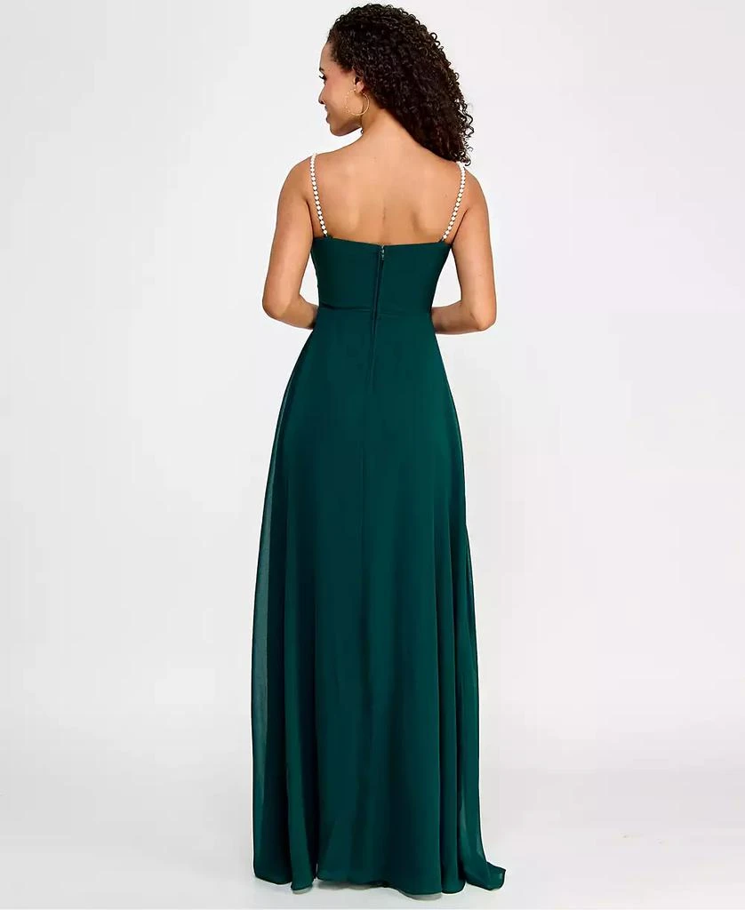 City Studios Juniors' Drape-Neck Faux-Peal-Strap Gown 2