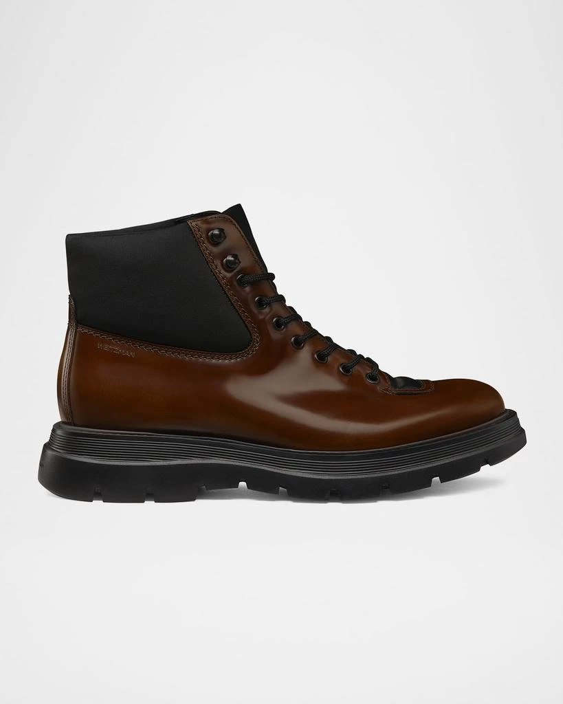 Stuart Weitzman Men's Adam Leather and Neoprene Combat Boots 1